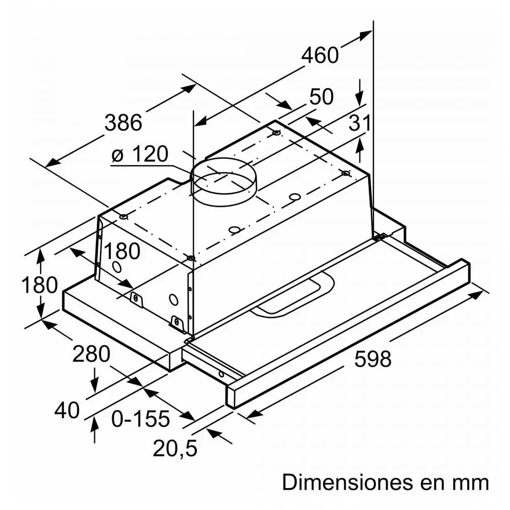 Campana decorativa Balay 3BT263MX 360 m3/h 59.8 cm