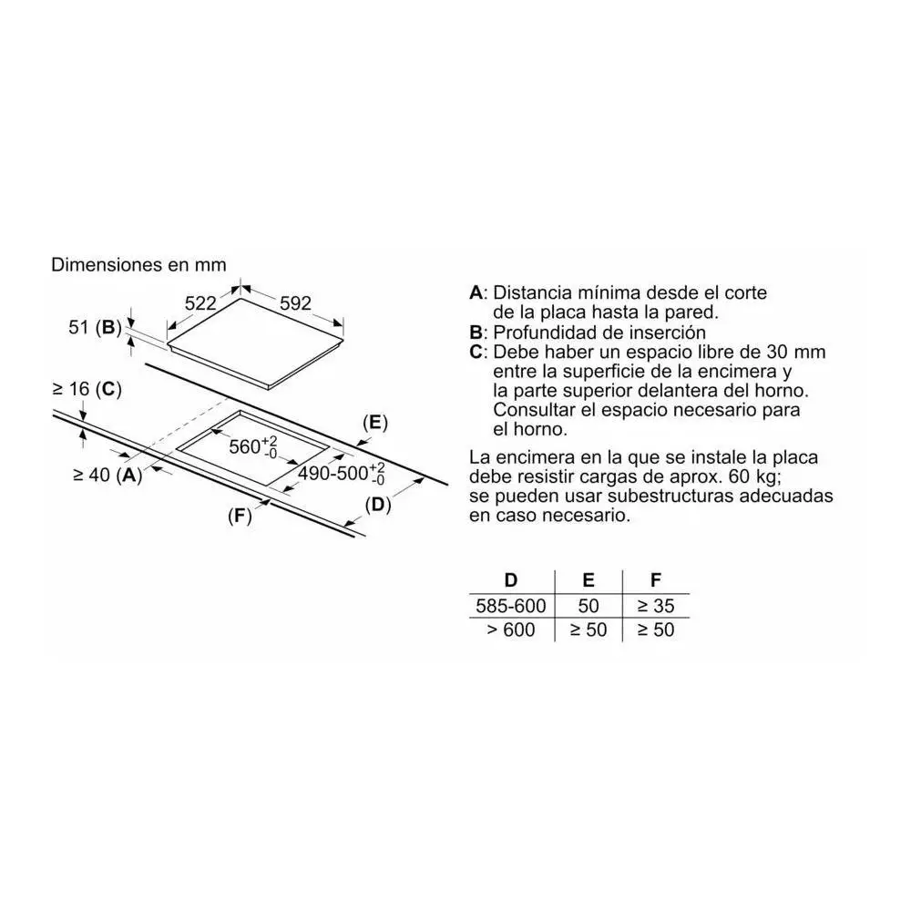 Placa de inducción Balay 3EB965LR 3 Zonas  59.2 cm