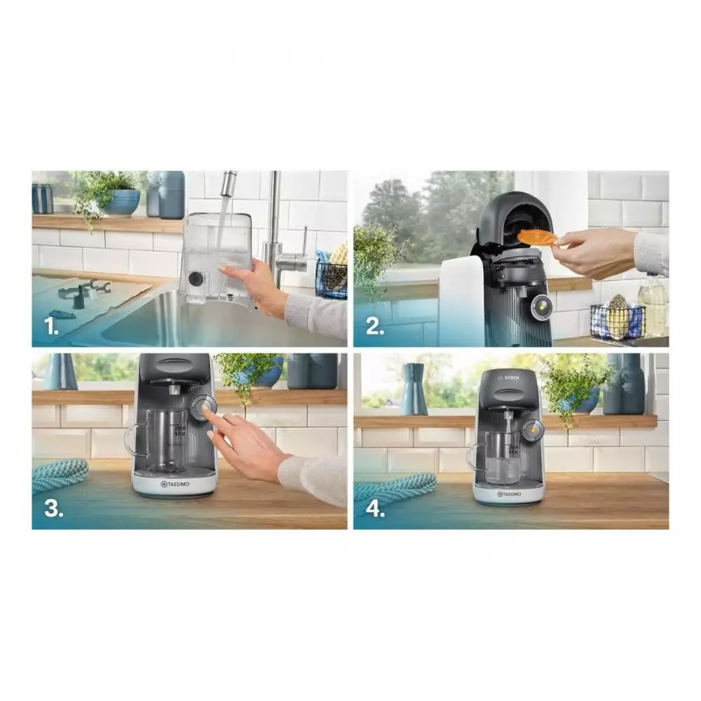 Cafetera de cápsulas Bosch Tassimo Finesse TAS16B4, 3,3 bar, 0,7 l, 1400 W, Blanco