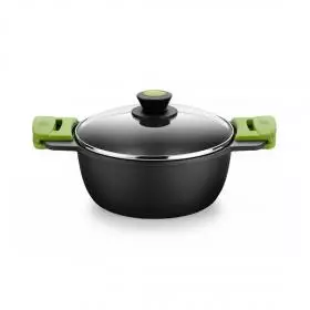 Cacerola Alta Bra Prior con Tapa de Cristal 24cm.
