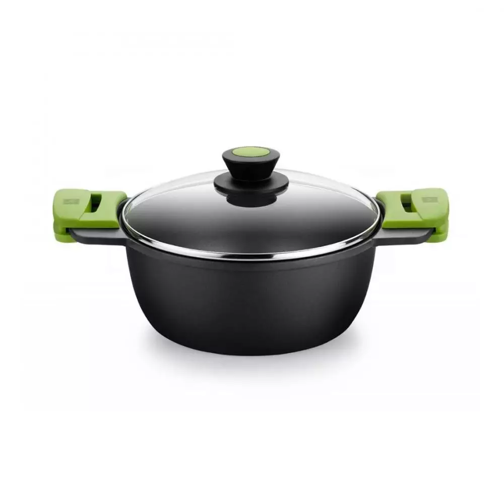 Cacerola Alta Bra Prior con Tapa de Cristal 28cm