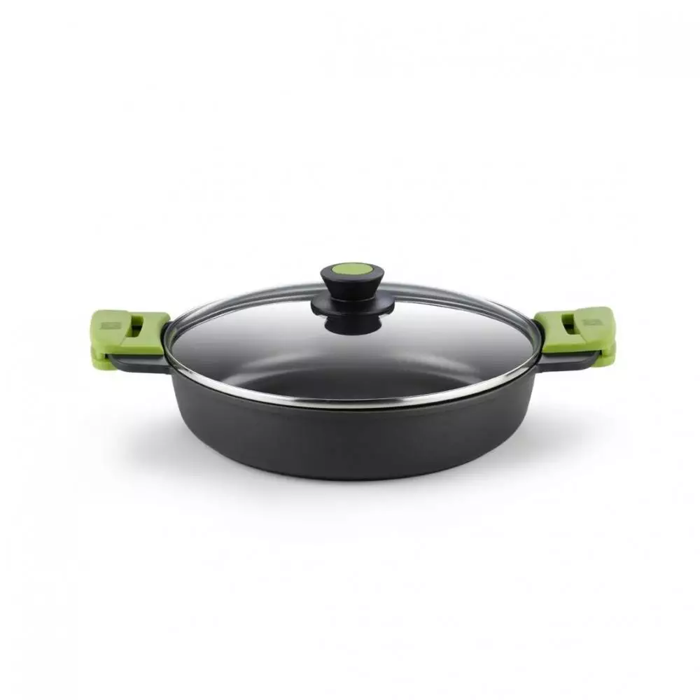Cacerola Baja Bra Prior con Tapa de Cristal 32cm