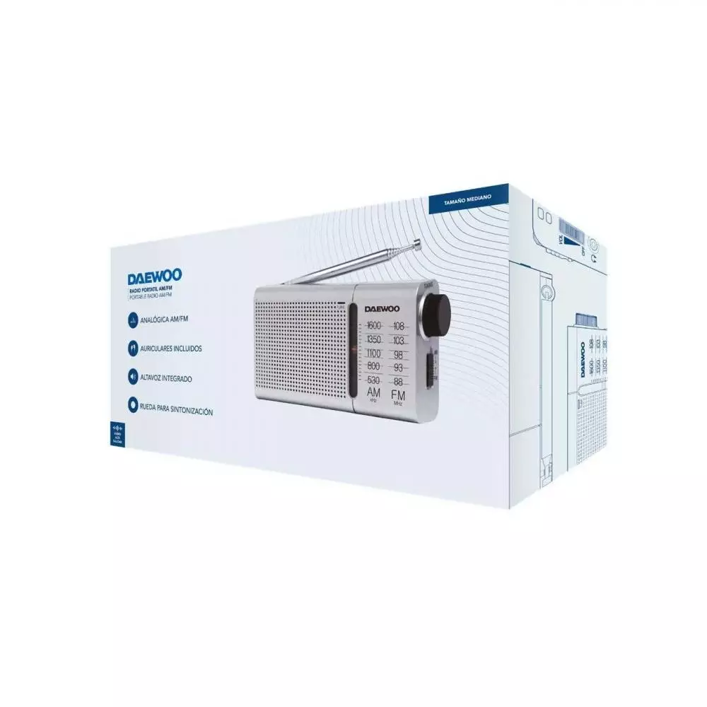 Radio portatil Daewoo DW1037 FM/AM con rueda para sintonizar emisoras