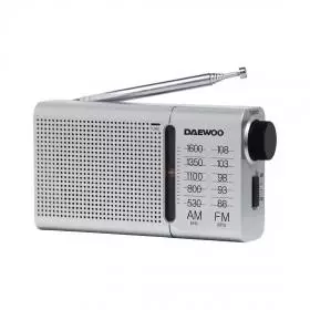 Radio portatil Daewoo DW1037 FM/AM con rueda para sintonizar emisoras.