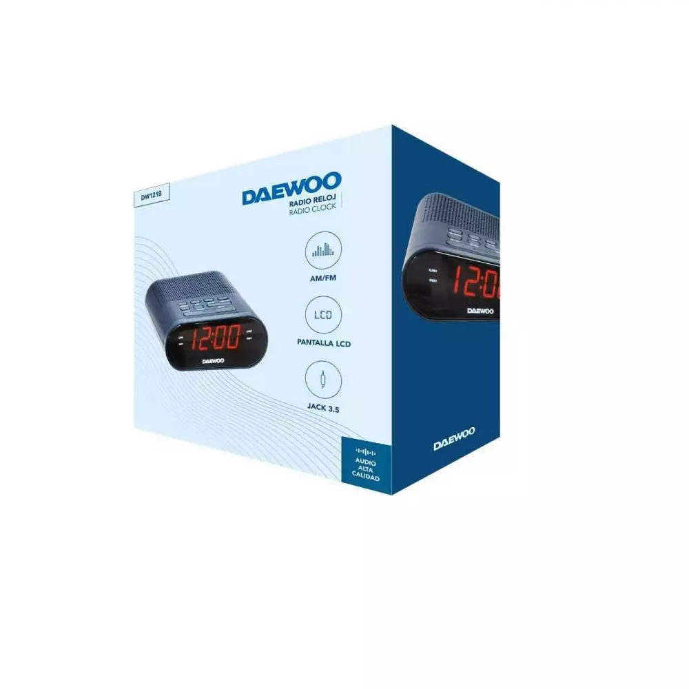 Radio despertador Daewoo DW1218 AM/FM digital con cable de 1,5m de longitud