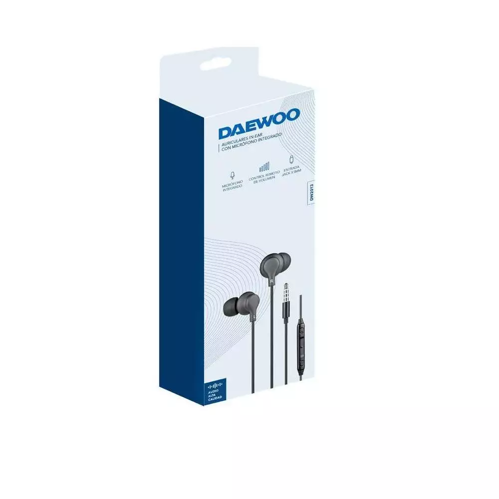 Auriculares intraurales Daewoo DW2013 con micrófono integrado y control de volumen Negros