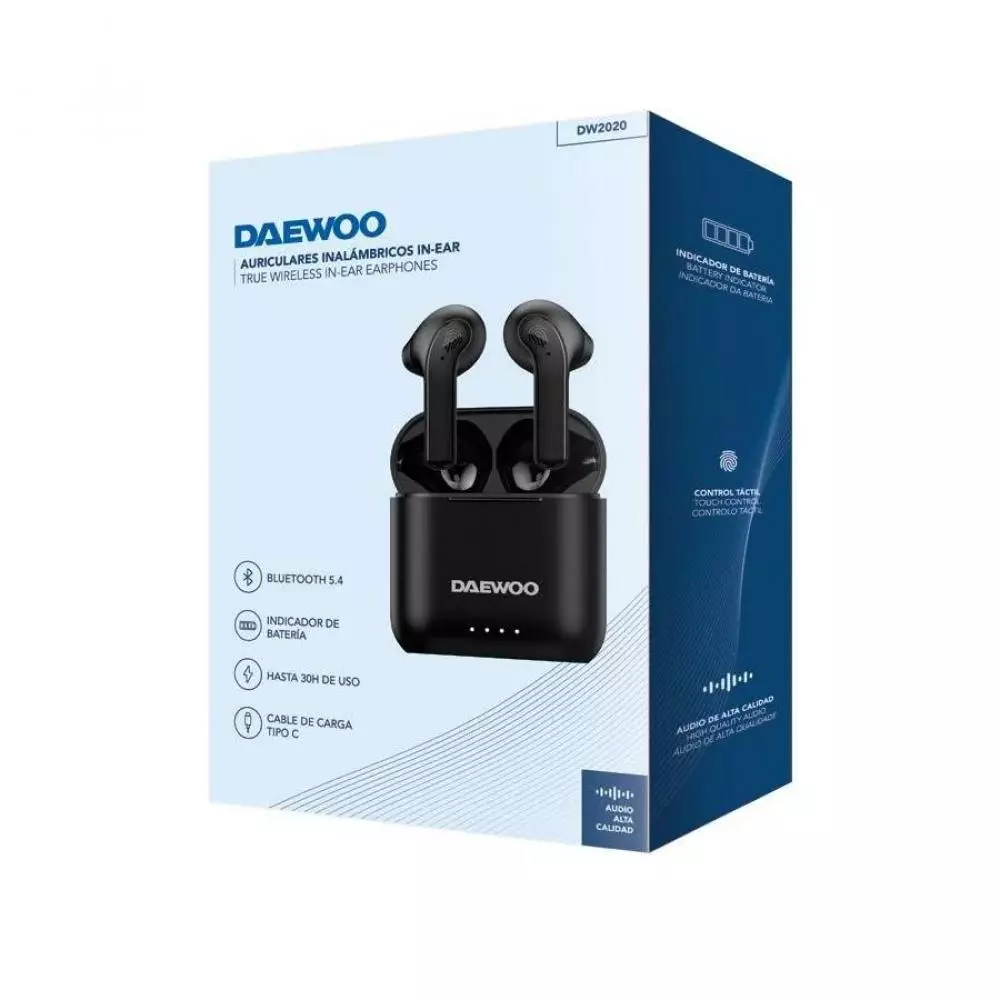 Auriculares inalámbricos Daewoo DW2020 con indicador de carga, Negros