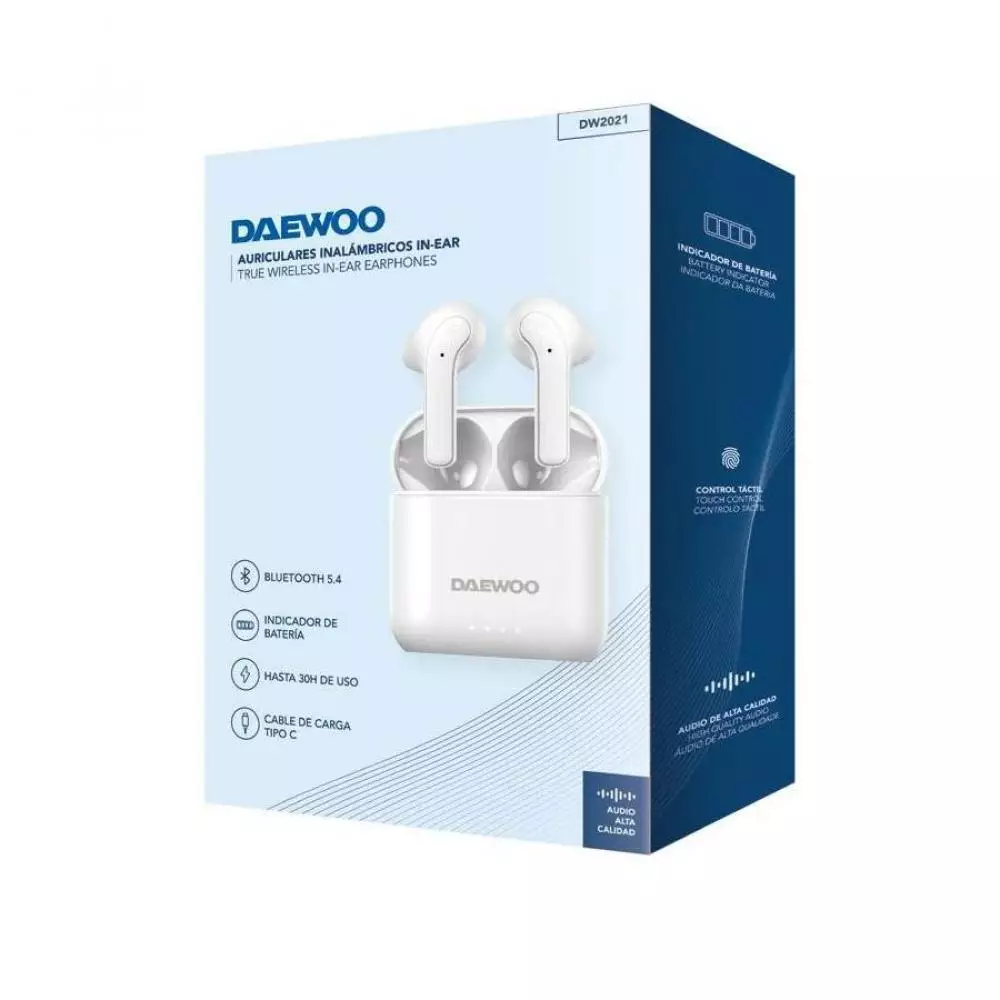 Auriculares inalámbricos Daewoo DW2021 con indicador de carga, Blancos