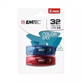 Pack 2 Pendrives 2.0 32 GB EMTEC Colores.