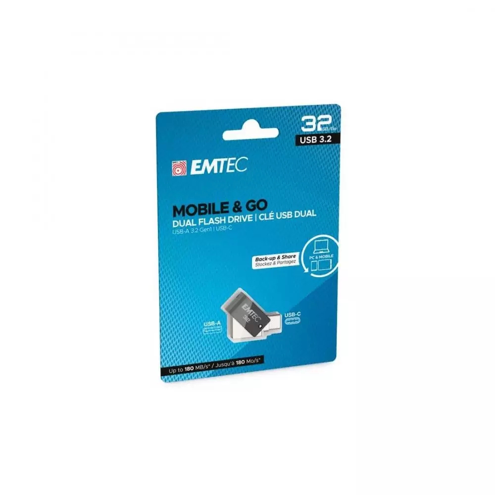 Pendrive Dual USB EMTEC 3.2 a TIPO C 32GB 