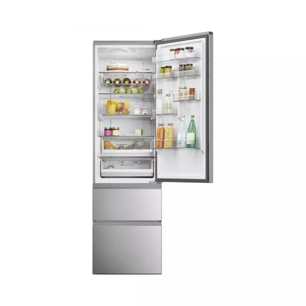 Frigorífico Combi  Haier 3D 60 Series 5 HTW5620ENMG Clase E No Frost 2.05m Plata
