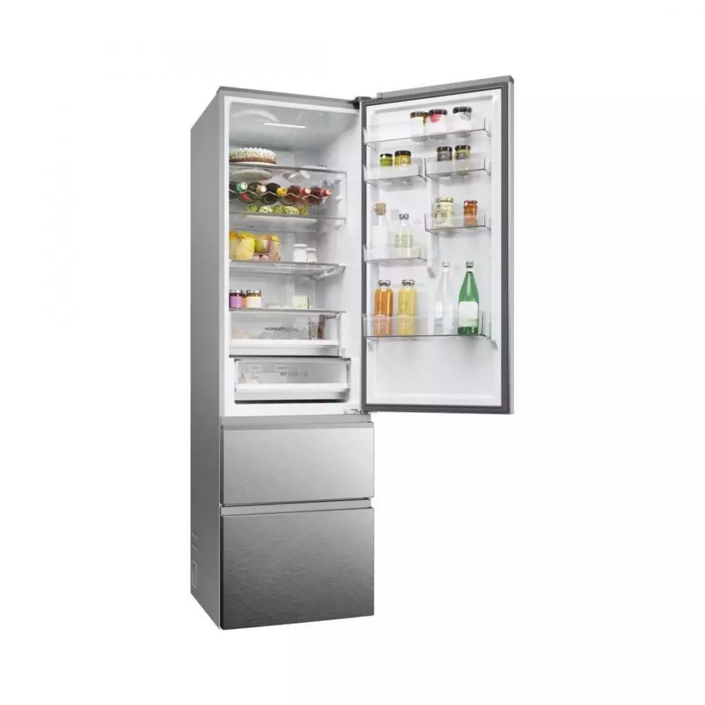 Frigorífico Combi  Haier 3D 60 Series 5 HTW5620ENMG Clase E No Frost 2.05m Plata