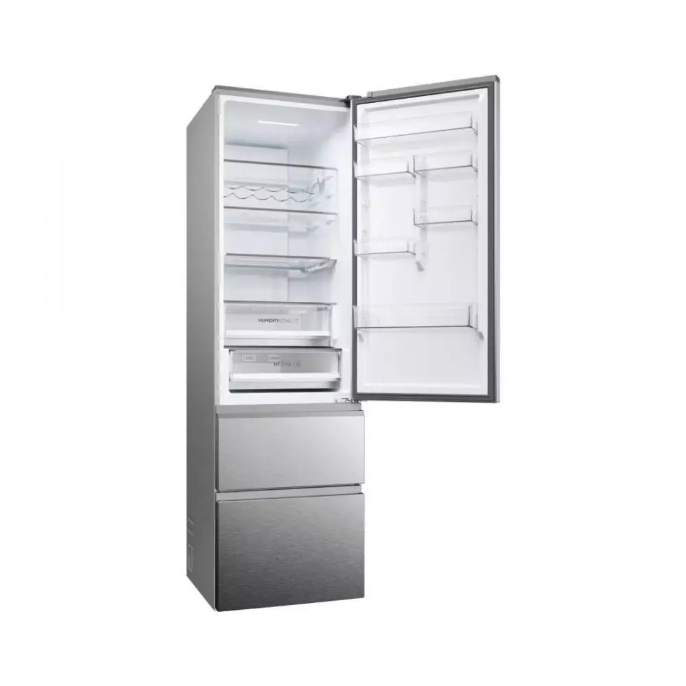 Frigorífico Combi  Haier 3D 60 Series 5 HTW5620ENMG Clase E No Frost 2.05m Plata