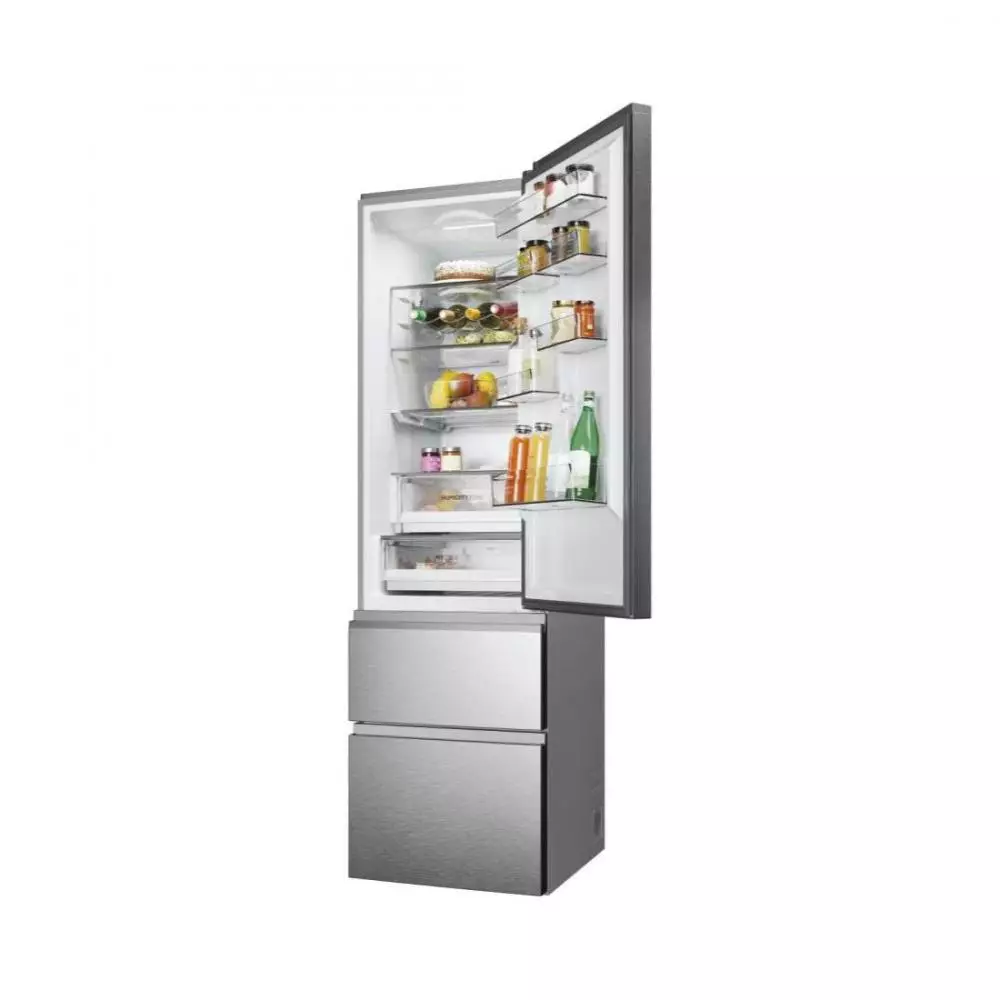Frigorífico Combi  Haier 3D 60 Series 5 HTW5620ENMG Clase E No Frost 2.05m Plata