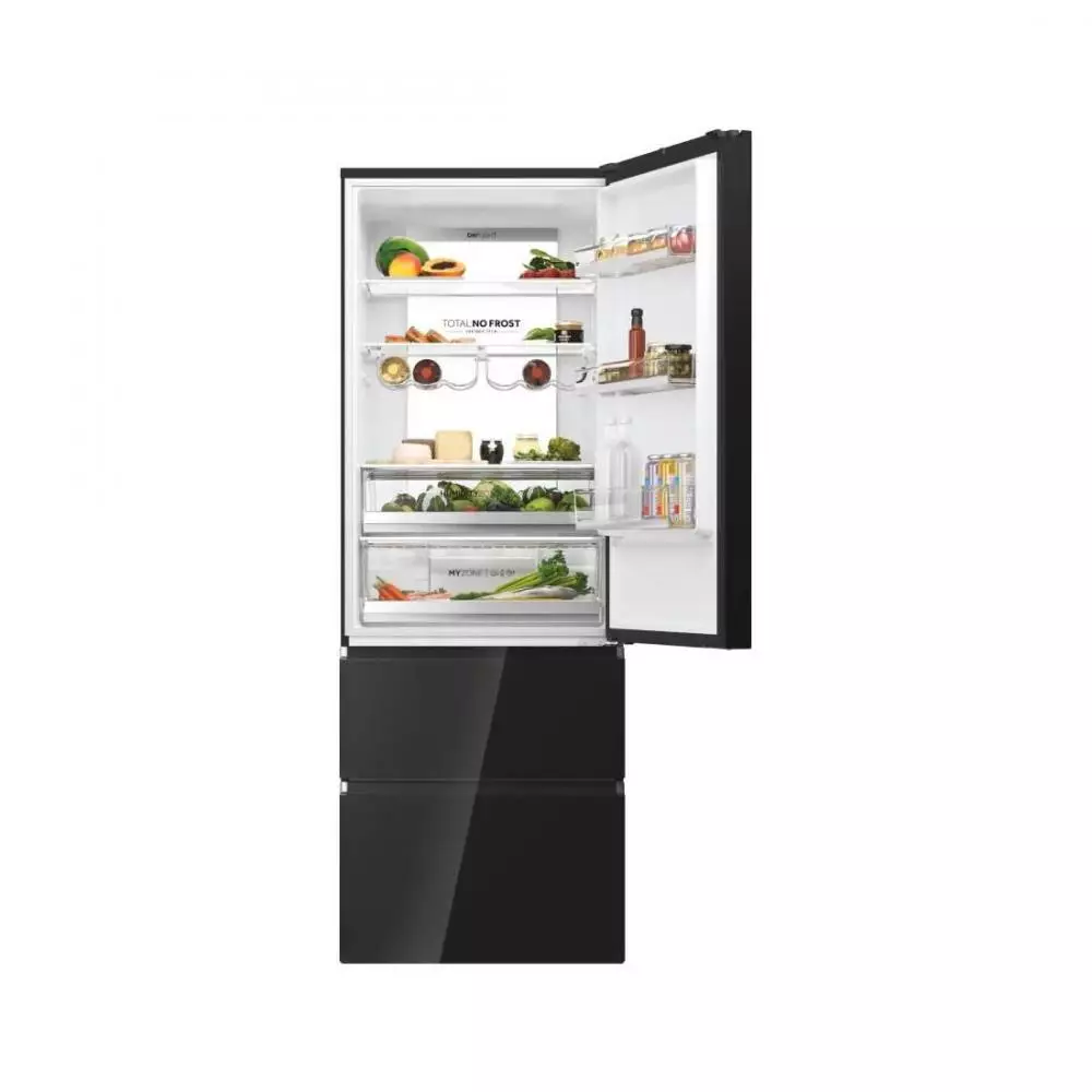 Frigorífico Combi Haier 3D Series 7 HTW7720DNGB Clase D No Frost 2.006m Negro - Ancho 70cm