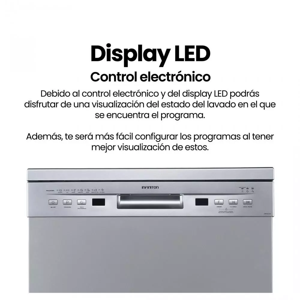 Lavavajillas Infiniton DIW-60.6S Clase E 12 Servicios 52 db Plata