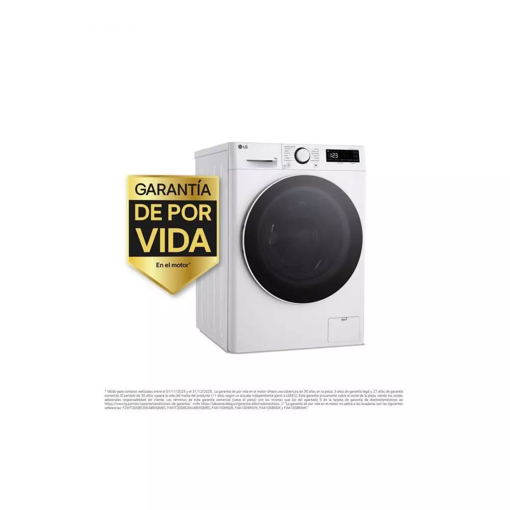 Lavadora LG F2WR5S09A0W AI Direct Drive Clase A 9 Kg 1200 rpm Negro   - Fondo especial 47.5cm