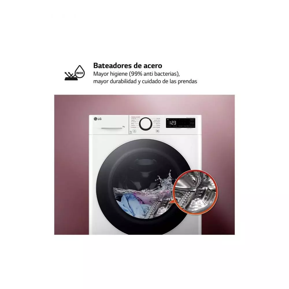 Lavadora LG F2WR5S09A0W AI Direct Drive Clase A 9 Kg 1200 rpm Negro   - Fondo especial 47.5cm