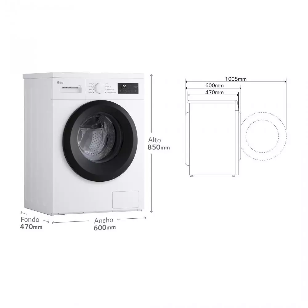 Lavadora LG F4A10S8NWK Clase A 8 Kg 1400 rpm Blanco   Serie 100
