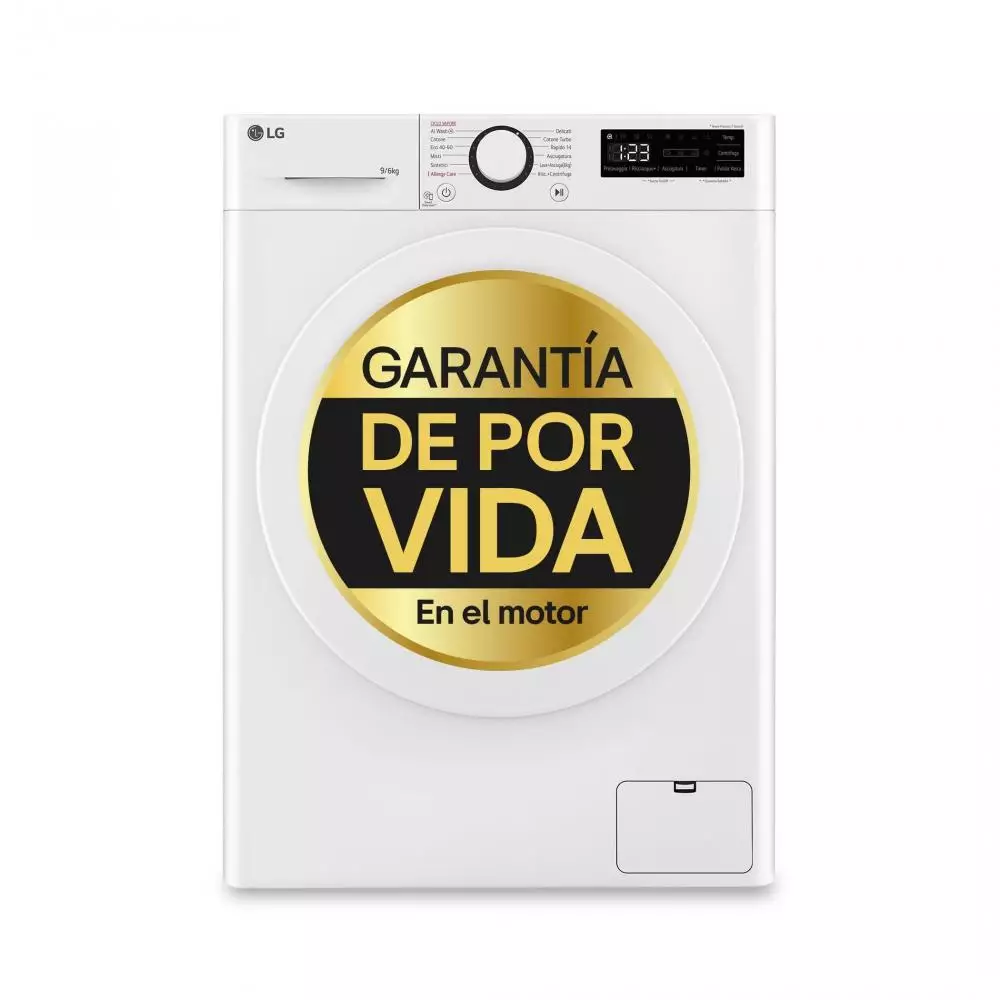 Lavadora Secadora LG Serie 500 F4DR5009A3W Clase A 9+6 Kg 1400 rpm Blanco - Vapor