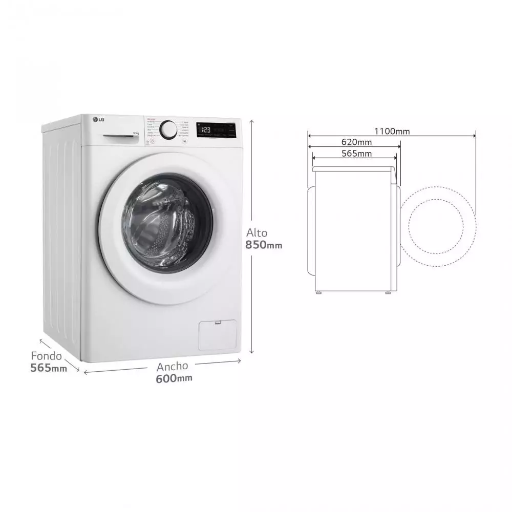 Lavadora Secadora LG Serie 500 F4DR5009A3W Clase A 9+6 Kg 1400 rpm Blanco - Vapor