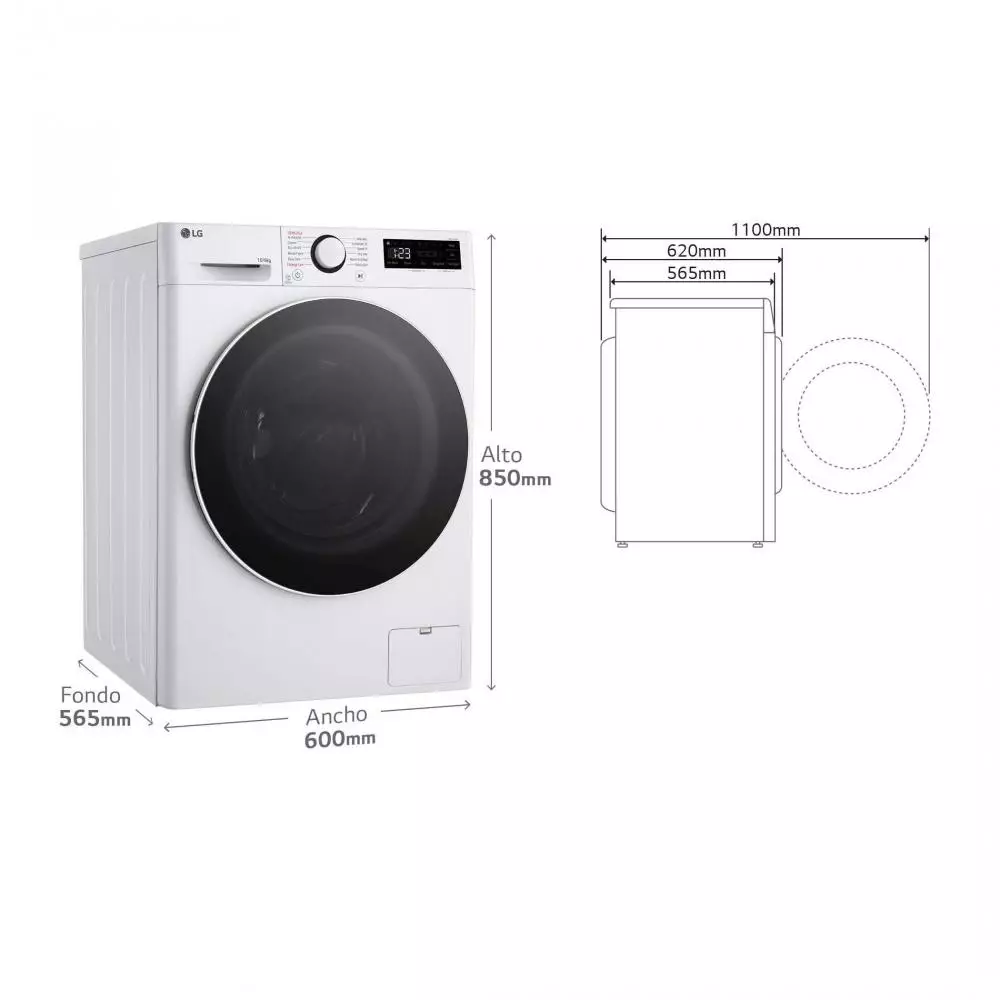 Lavadora Secadora LG F4DR6010A0W Serie 600 Clase A 10+6 Kg 1400 rpm Blanco AI Direct Drive TM