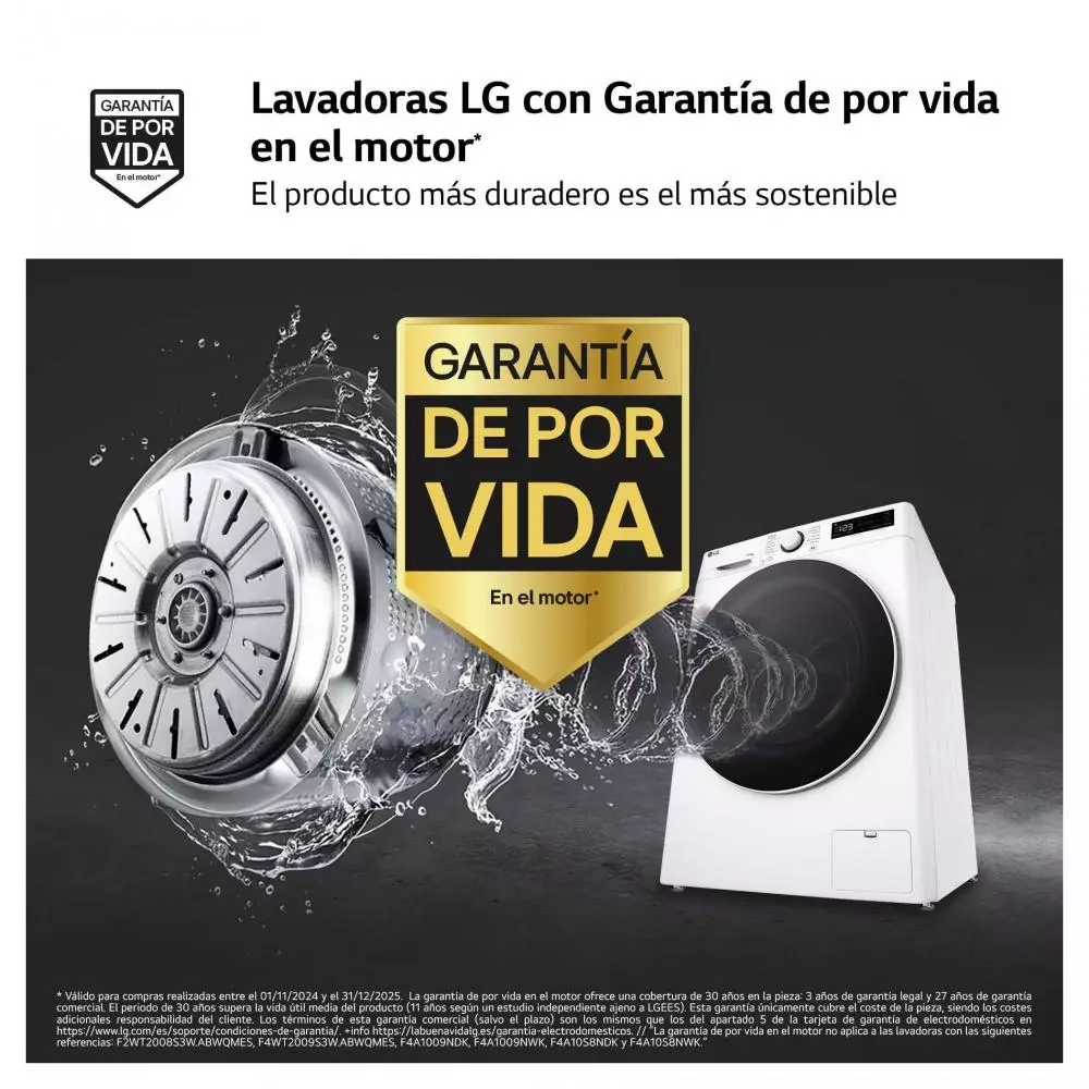 Lavadora Secadora LG F4DR6010A0W Serie 600 Clase A 10+6 Kg 1400 rpm Blanco AI Direct Drive TM