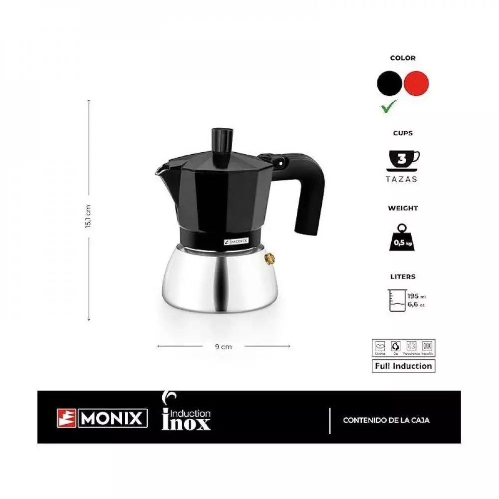 Cafetera Monix M863003 Apta para inducción 3 Tazas