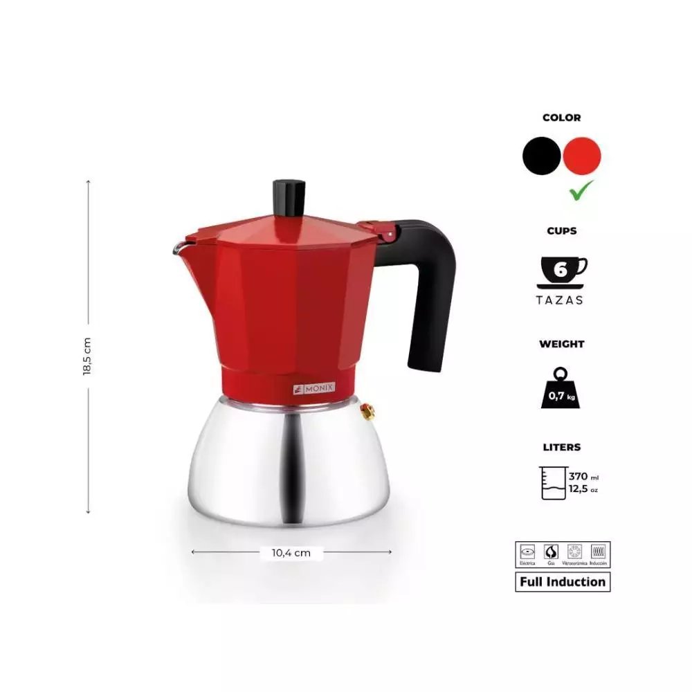 Cafetera Monix M863106 Apta para inducción 6 Tazas