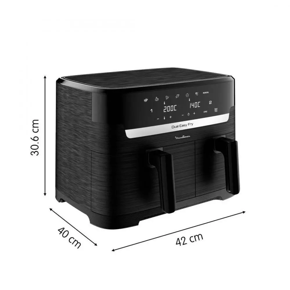 Freidora de aire Moulinex Easy Fry Dual 8,3 Litros (5,1L + 3,2L) 8 Programas - EZ901N20