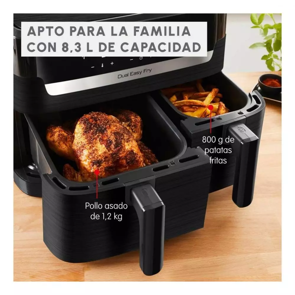 Freidora de aire Moulinex Easy Fry Dual 8,3 Litros (5,1L + 3,2L) 8 Programas - EZ901N20