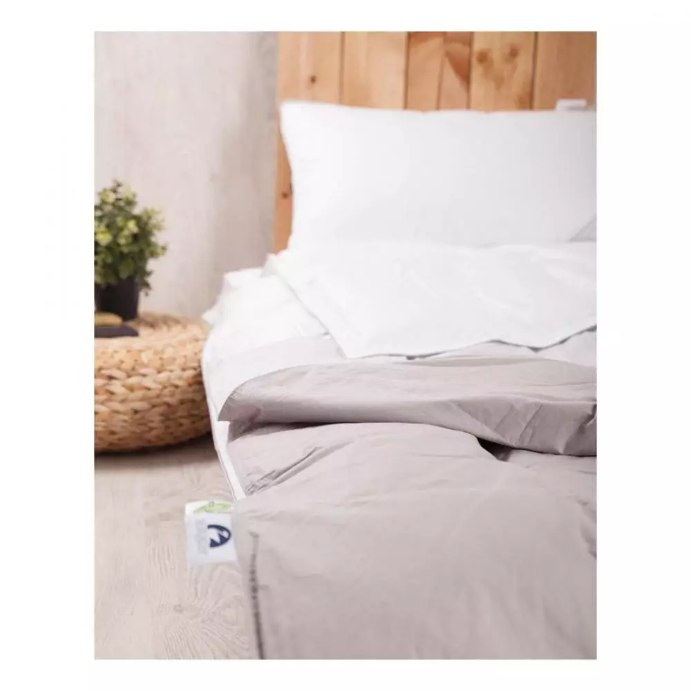 Manta nórdica Nordream plaid de plumón color gris