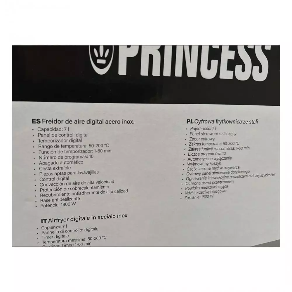 Freidora de aire Princess 183043PR 7 Litros