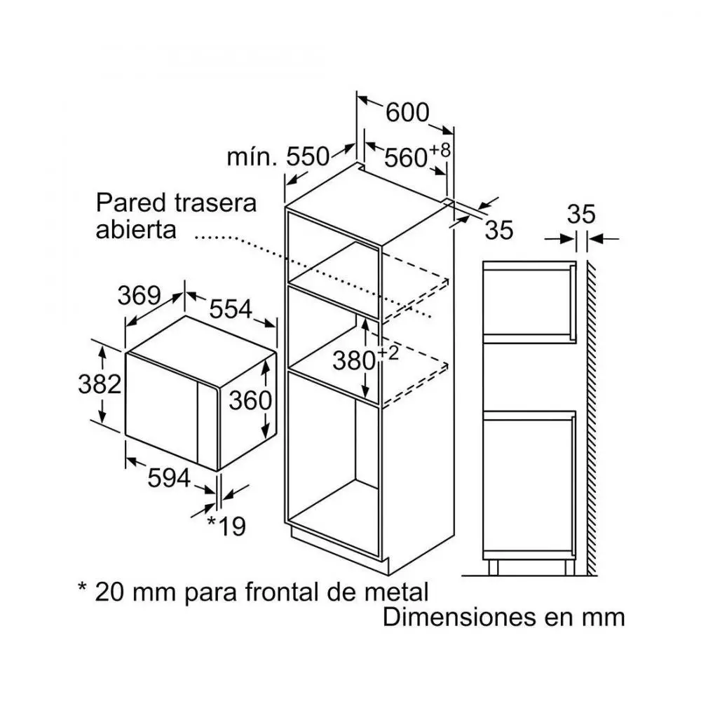 Microondas Integrable Siemens BE555LMB1 1450 W Litros Grill