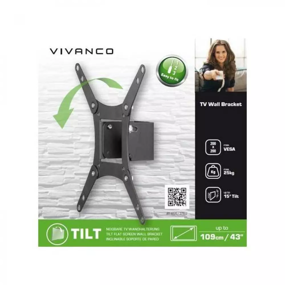 Soporte TV Vivanco VVTVFIX43INCH25KG inclinable hasta 43'' y máx. 25Kg