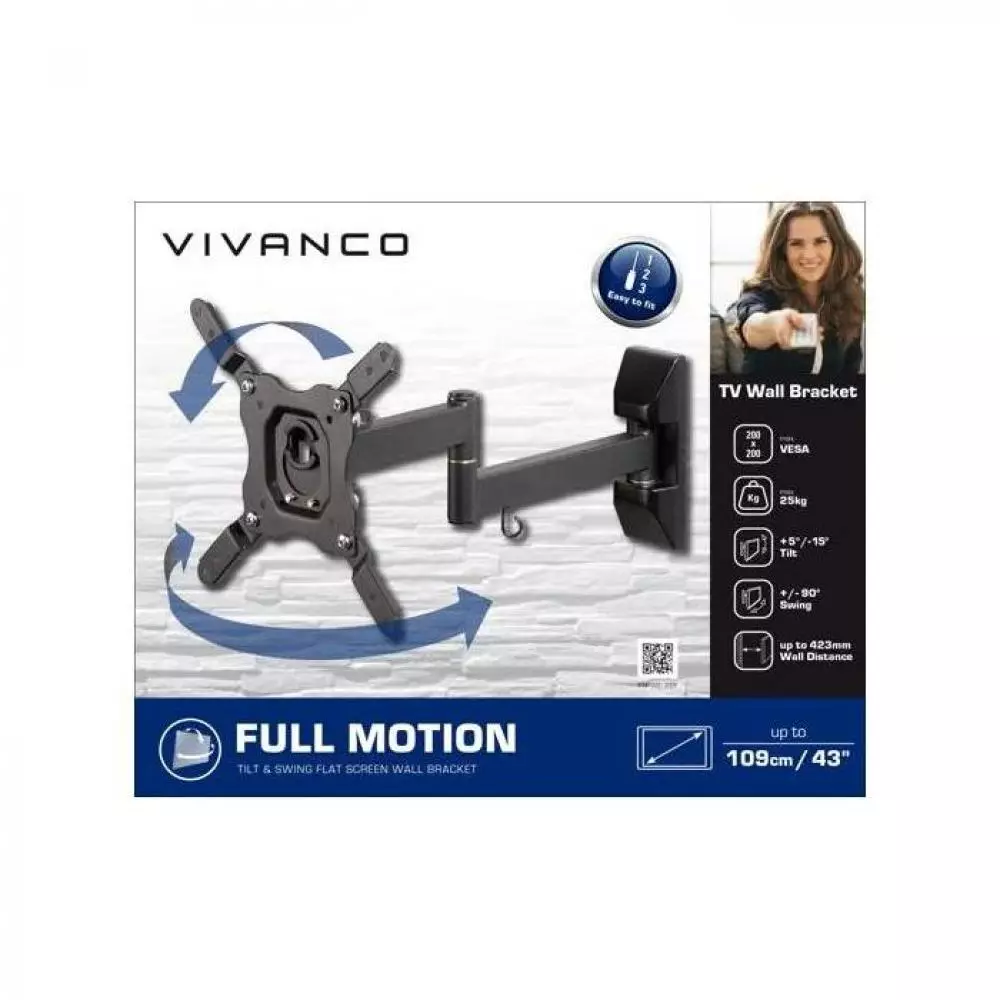 Soporte TV Vivanco VVTVFMOR43INCH25KG de 2 brazos inclinable hasta 43" máx. 25 Kg