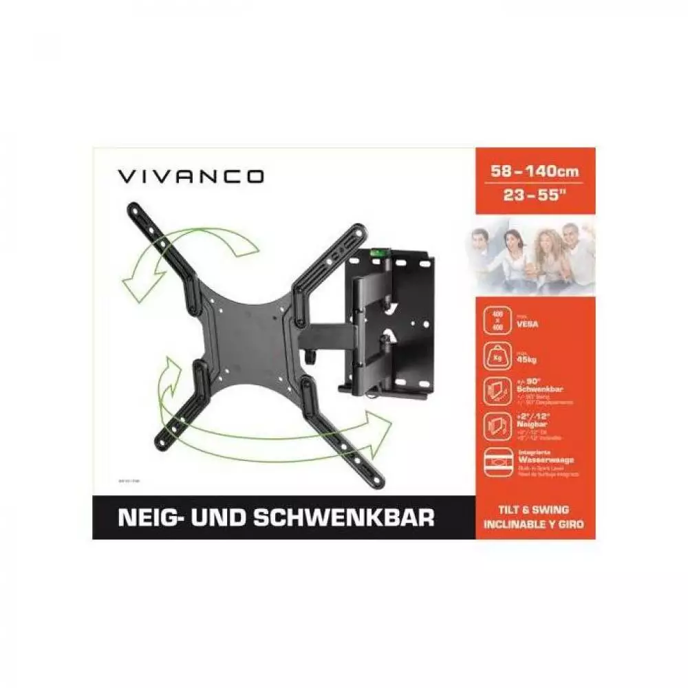 Soporte de pared para TV Vivanco VVTVFMOR55INCH45KG 23"/55" inclinable/giratorio hasta 45 kg