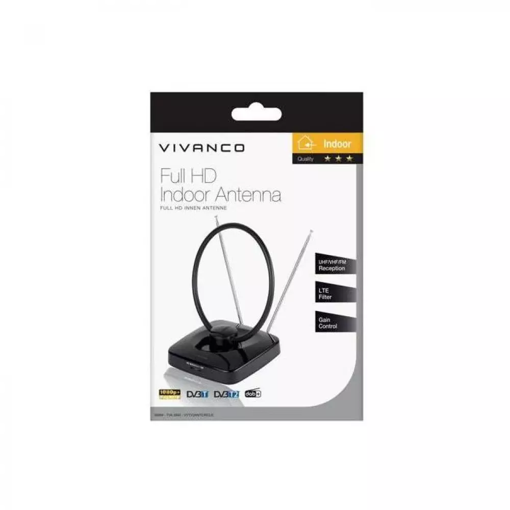 Antena de TV y radio interior Vivanco TV2ANTCIRCLE Indoor Full HD LTE 1.5 m