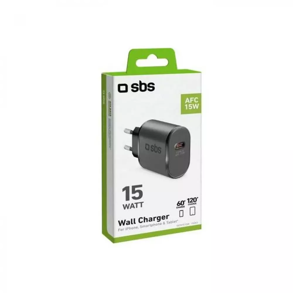 Cargador USB Type C SBS TETRTC15W Adaptive Fast Charge con carga rápida de hasta 15W