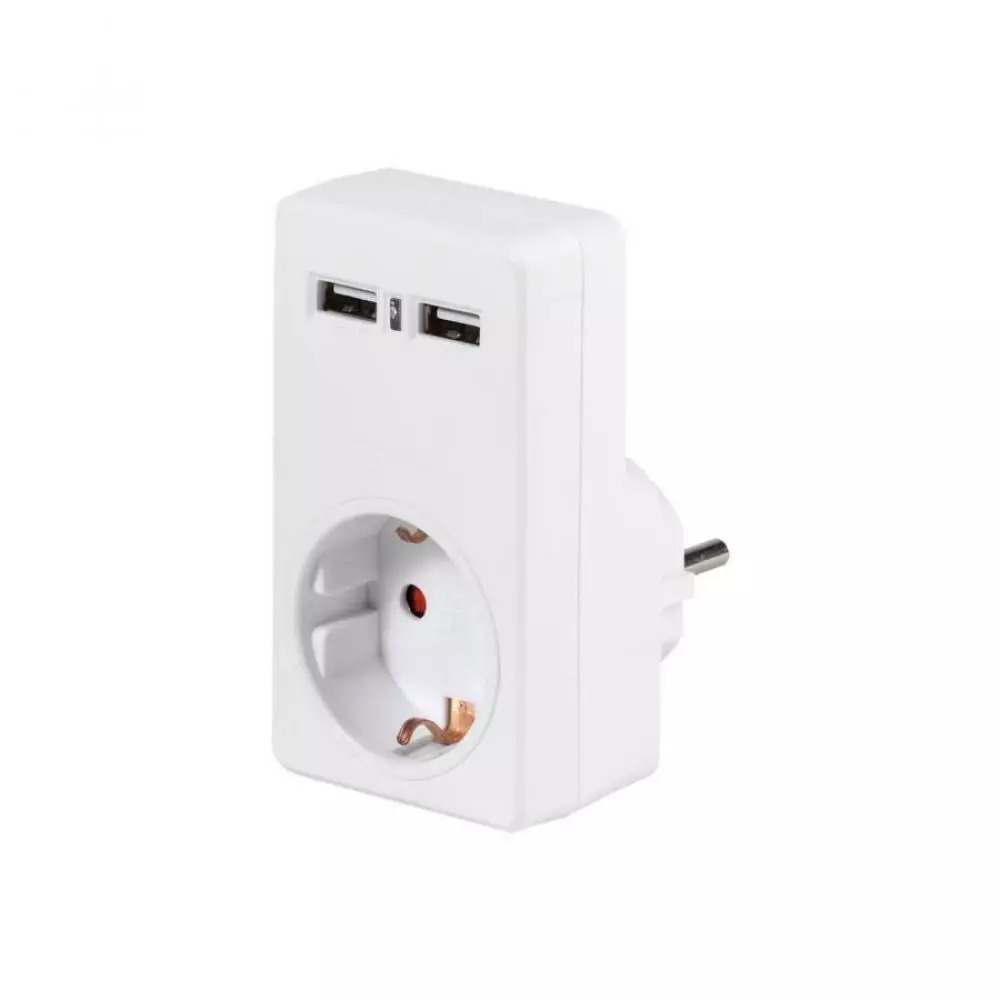Adaptador Corriente + 2 Puertos Carga USB 2.1 Amperios Vivanco