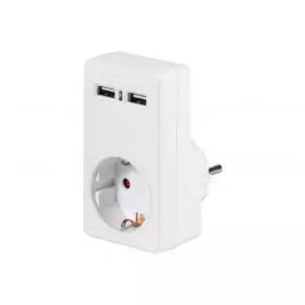 Adaptador Corriente + 2 Puertos Carga USB 2.1 Amperios Vivanco.