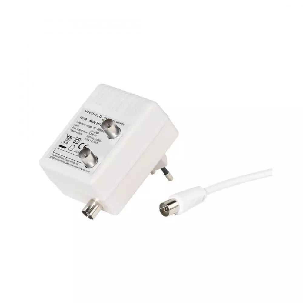 Amplificador de antena Vivanco Coaxial Hembra a dos tomas Macho