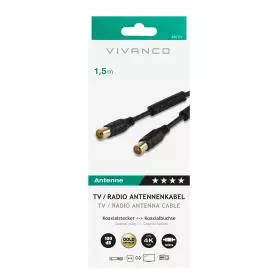 Cable Antena Coaxial Vivanco 100Db 1.5M Apto para dispositivos UHD, 4K y televisores HDR.