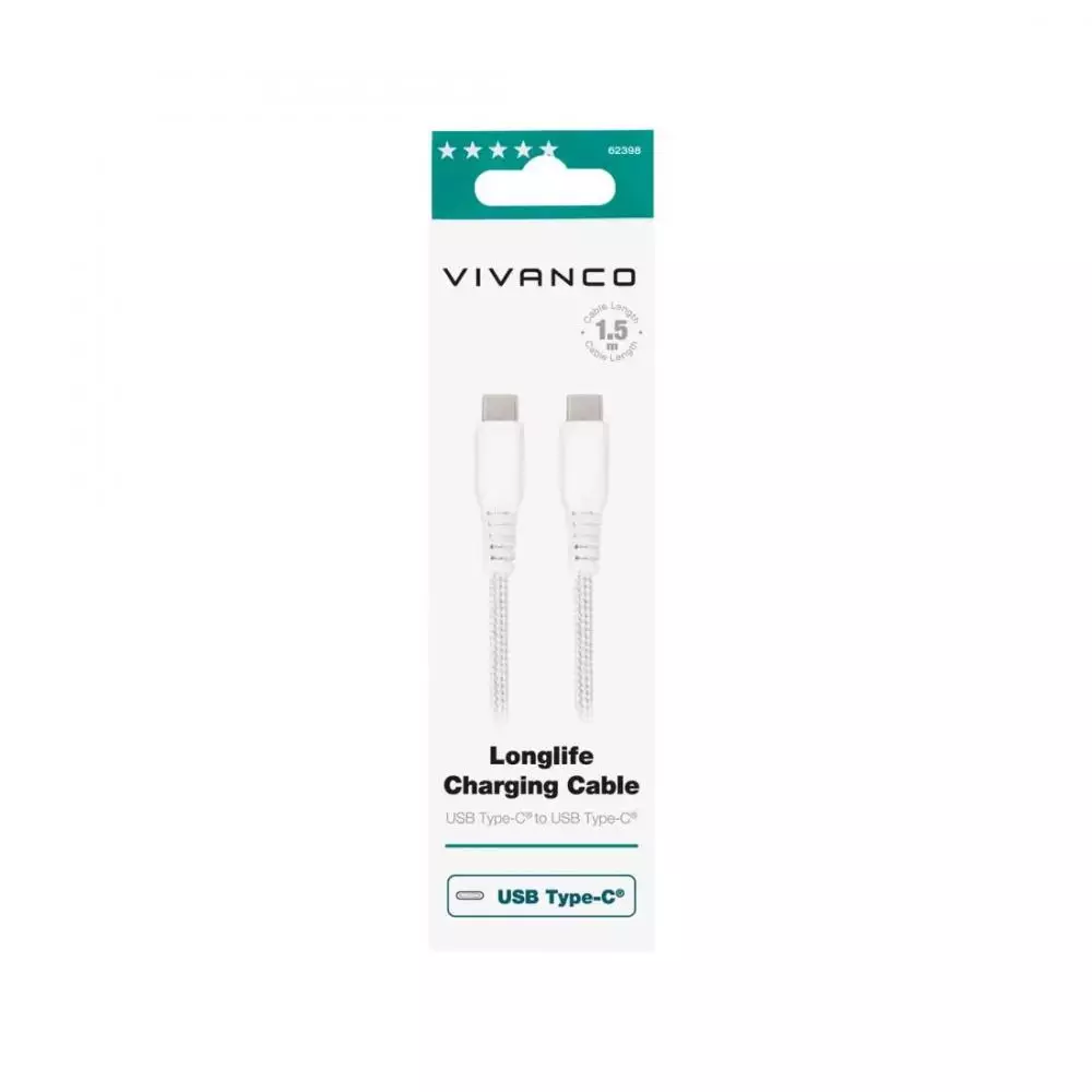Cable Tipo C - Tipo C Vivanco 1,5 Metros Blanco