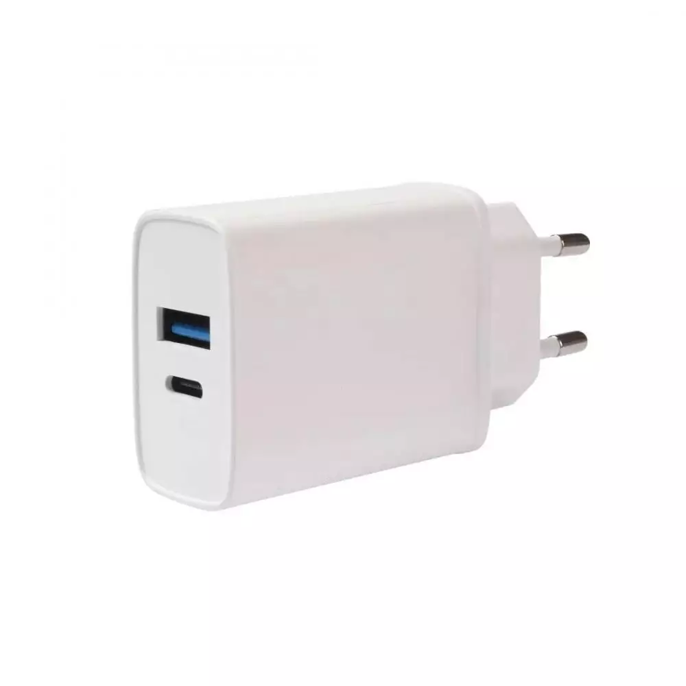 Cargador Pared Dual USB A/USB C 20W Blanco