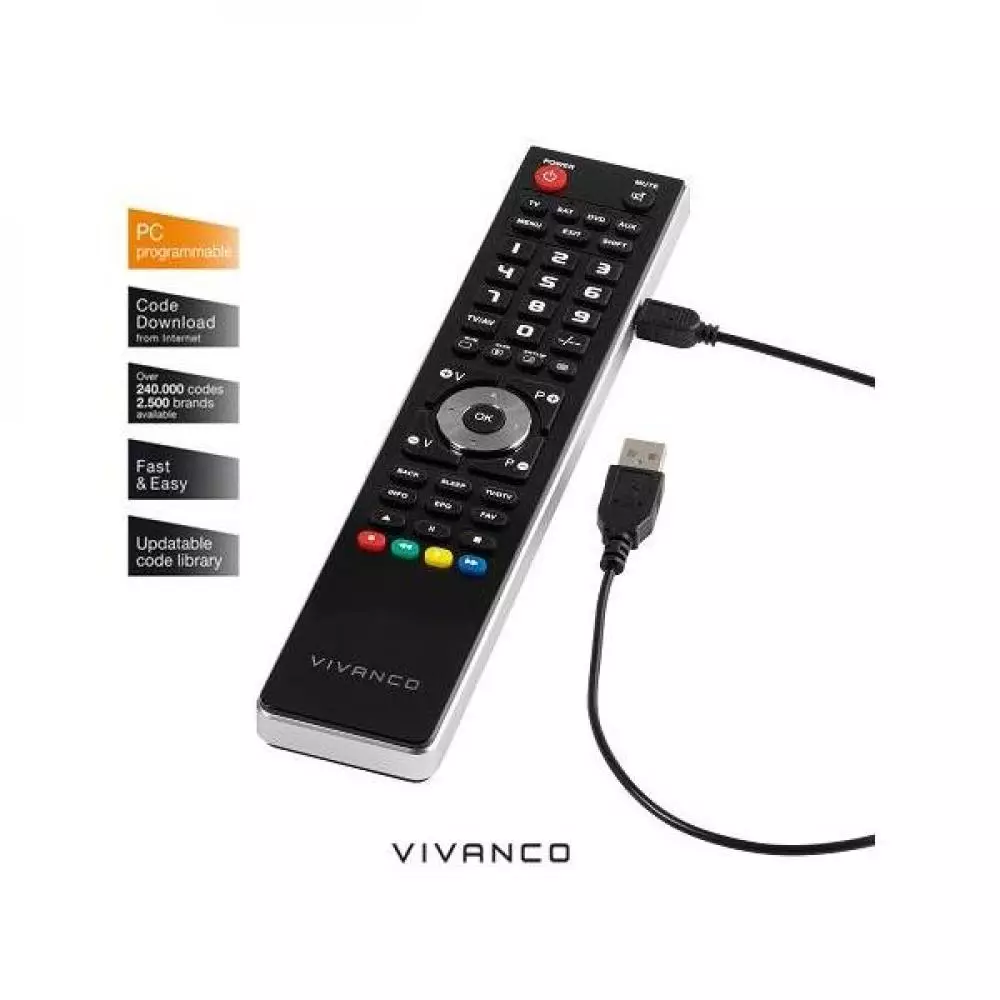 Mando a distancia Universal Vivanco UR 40 USB 4 en 1 Programable - 37600