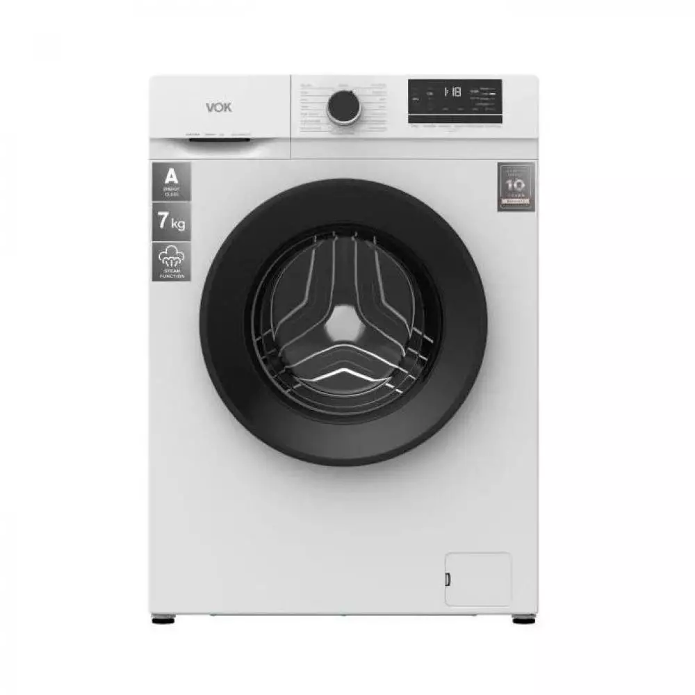 Lavadora VOK EVW-7BAWL21N Clase A 7 Kg 1200 rpm Blanco Función Vapor