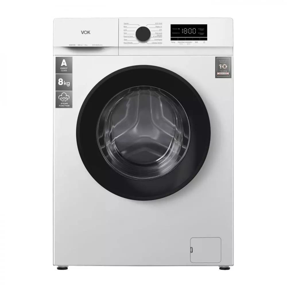 Lavadora VOK EVW-8BAWL2412 Clase A 8 Kg 1200 rpm Blanco   con Función Vapor